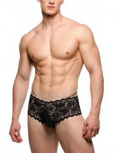 Трусы шорты мужские "Orihim" кружевные черные