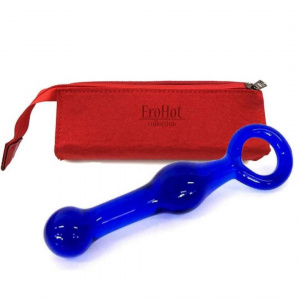 Стимулятор анальный (стекло) с кольцом синий