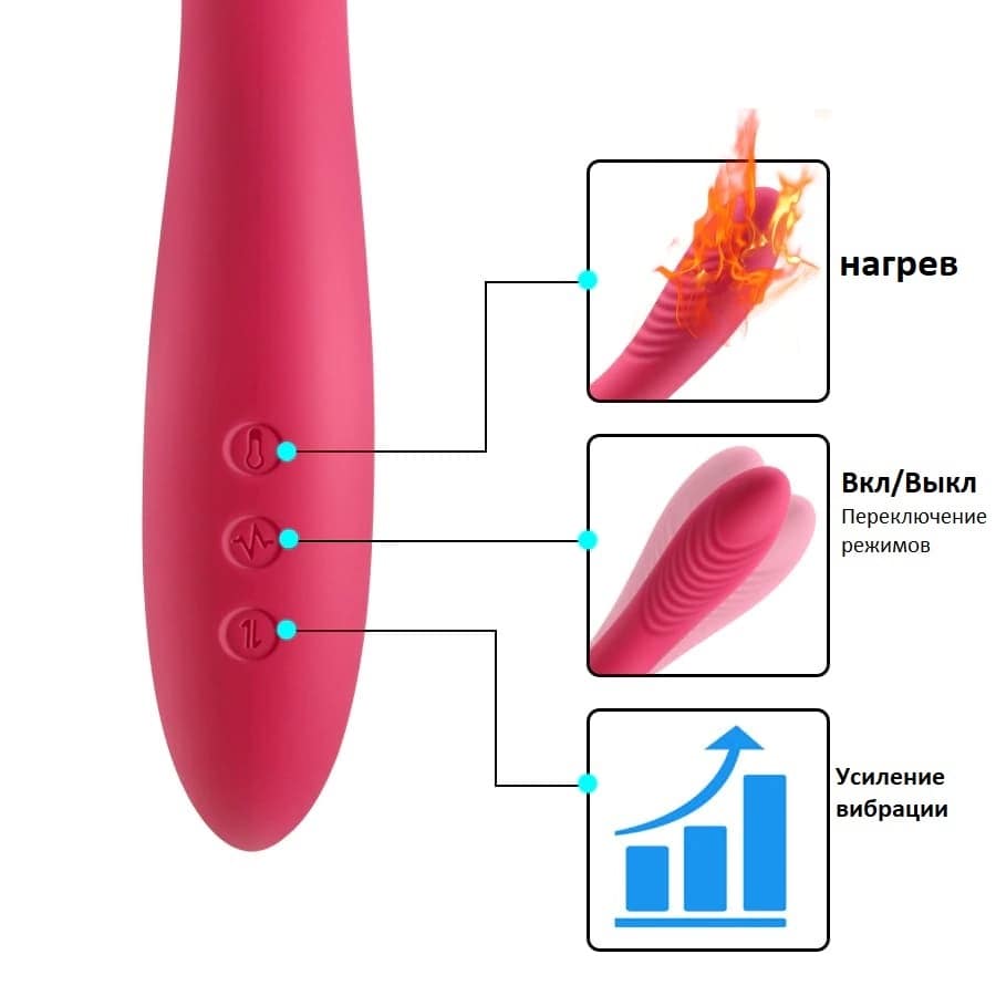 Мощный вибратор "EMOTION" с подогревом, 10 режимов вибрации