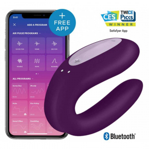 Вибромассажер  для пар Satisfyer "Double Joy" с приложением фиолетовый
