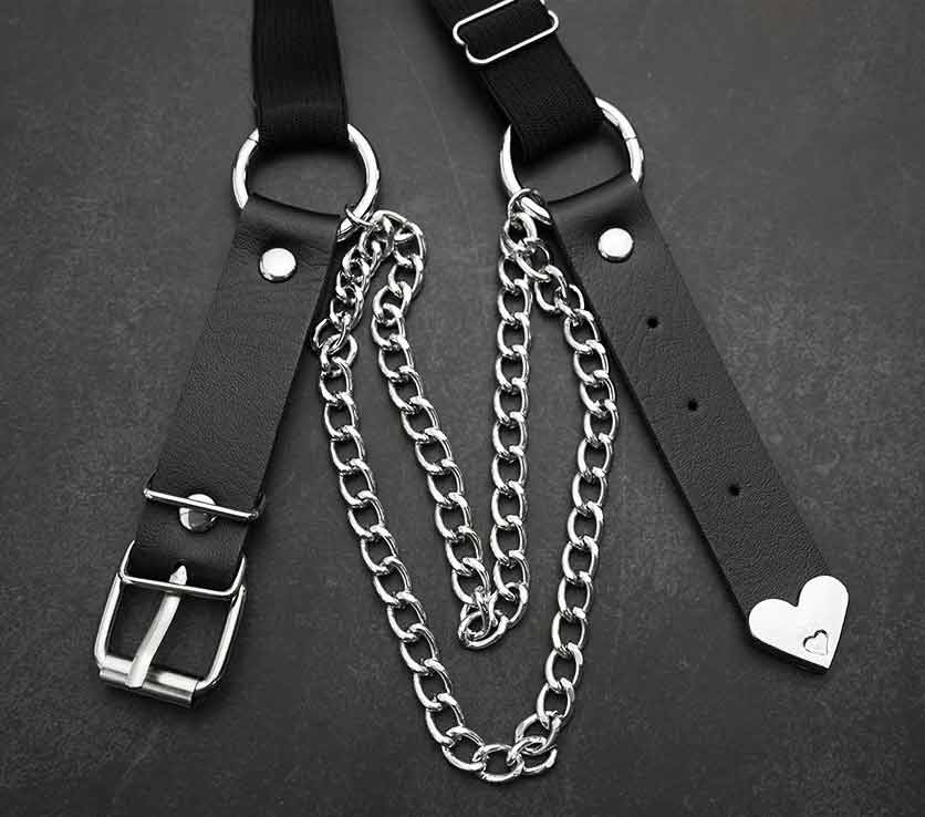 Подвязка кожаная на ногу "Anklet necklace" с цепью, регулируемая