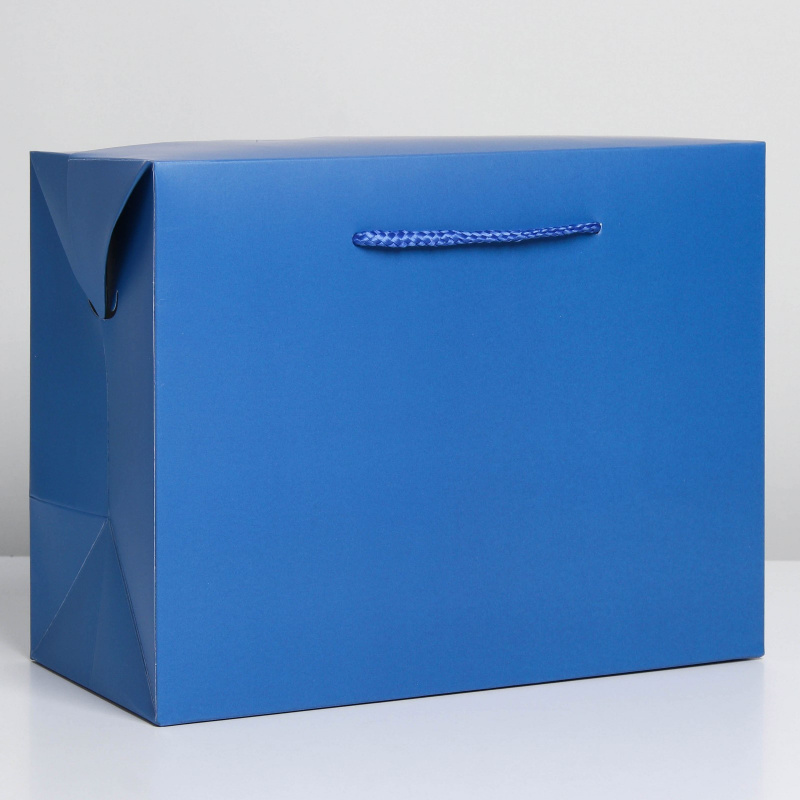 Пакет-коробка синий, 28*20*13 см