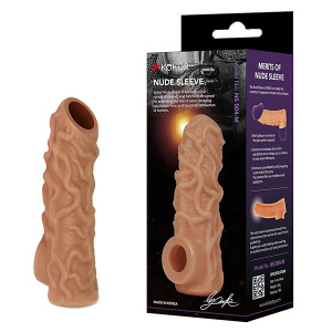 KOKOS  Насадка реалистик c выделенными венами, с подхватом мошонки, с открытой головкой, размер M