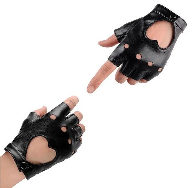 Перчатки из кожи без пальчиков