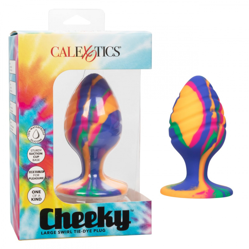 Текстурированная анальная пробка L из силикона CHEEKY LRG SWIRL TIE-DYE PLUG