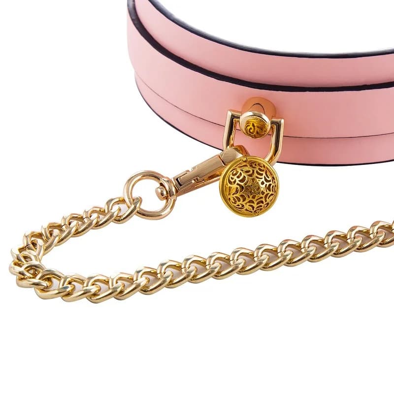 EroHot Glow Ошейник светящийся в темноте, с поводком розовый