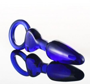 Фаллоимитатор стеклянный анальный "Screw" с кольцом держателем 