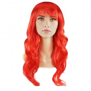 Парик карнавальный красный, с длинными вьющимися волосами