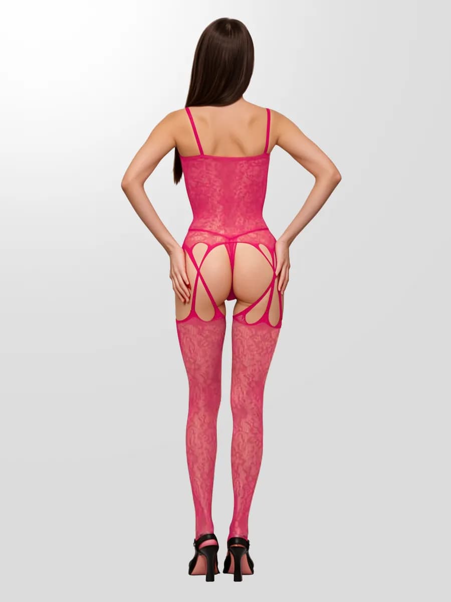 Боди-комбинезон "Tarry" с доступом и открытой грудью малиновый