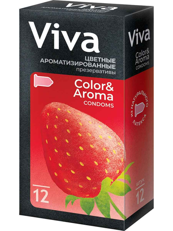 Презервативы "Viva" цветные и ароматизированные, 12 шт