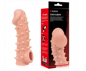 KOKOS  Насадка реалистичная с пупырышками и отверстием для мошонки COCK SLEEVE, размер M (15.6см)