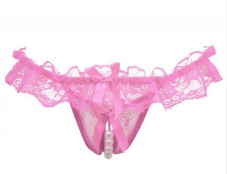 Трусики женские с доступом и бусами Mirely розовые