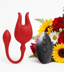 Вибратор гнущийся "VIXEN", 10 режимов вибрации, магнитная подзарядка, цвет красный