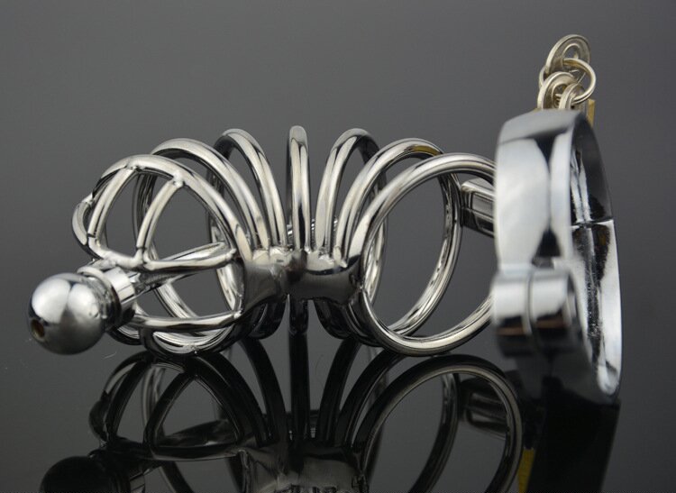 Пояс верности металлический с зондом для уретры "Spike"