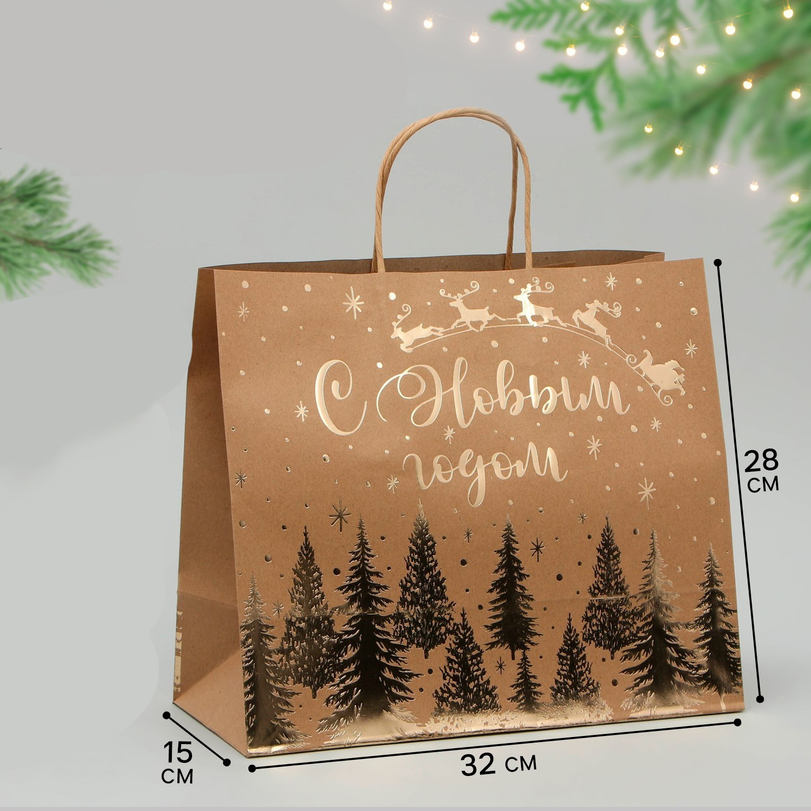 Пакет подарочный "Snow", 28*32 см
