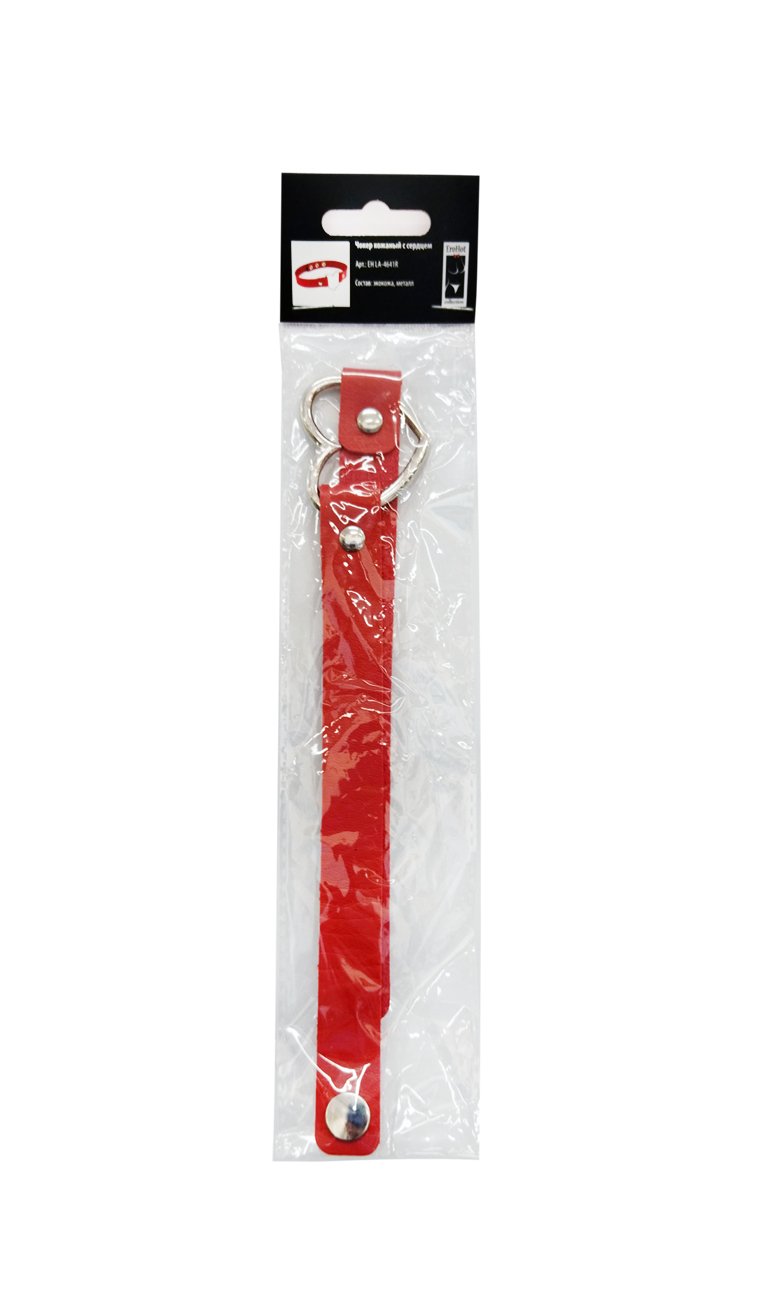 Чокер кожаный с сердцем красный