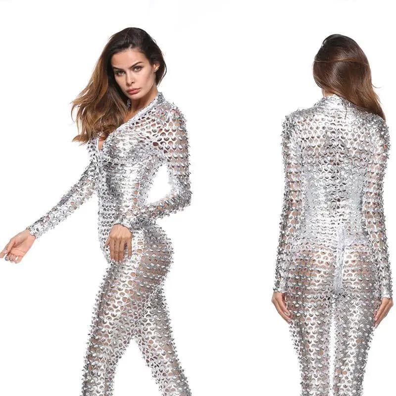 Боди комбинезон "Тефия" серебристый, S/M