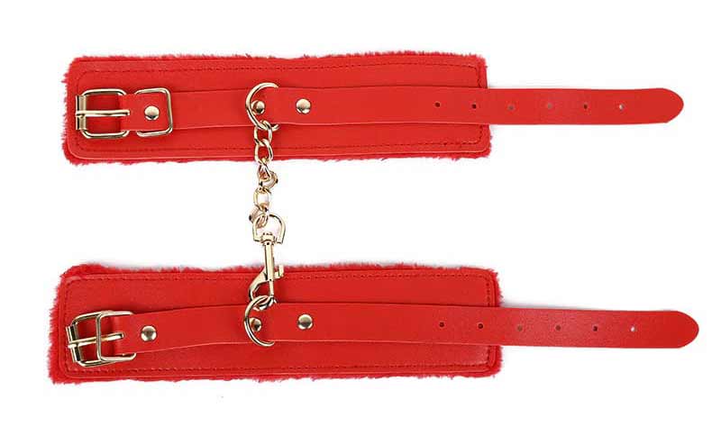 Наручники с мехом "Komena" красные