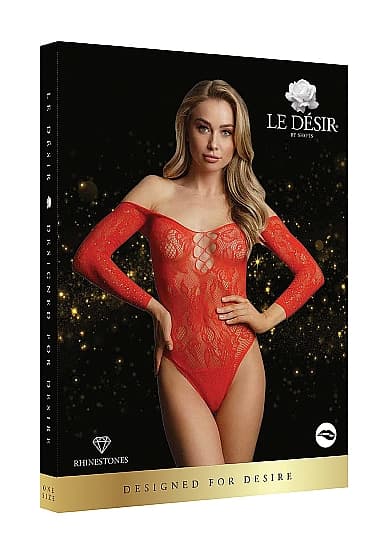 Боди со стразами Wonder Rhinestone Bodysuit (красный)