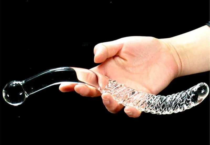 Фаллоимитатор стеклянный прозрачный "Glass bent" двусторонний изогнутый
