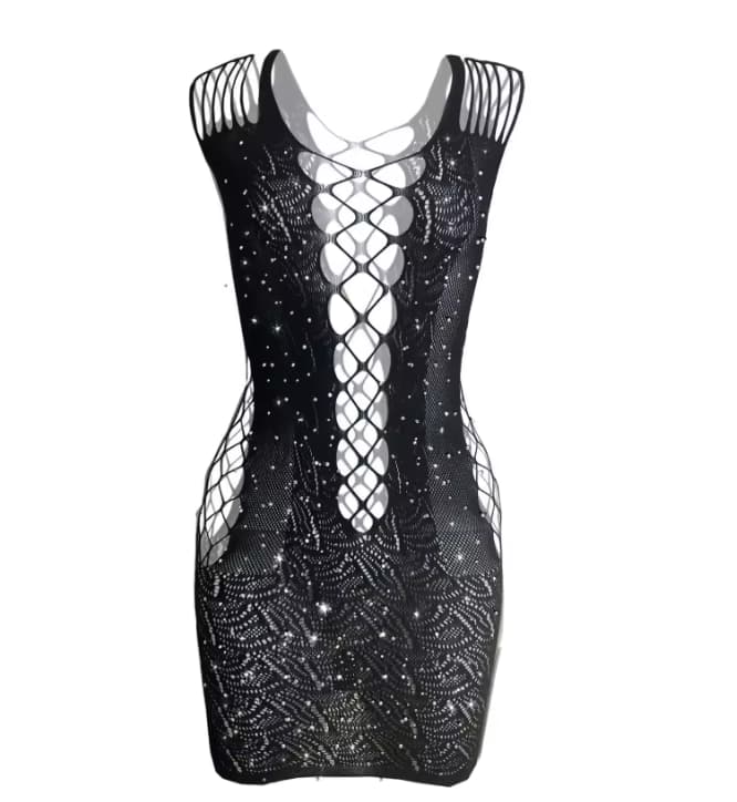 EroHot Crystal Платье сетка Jevel со стразами черное EroHot Crystal Платье сетка Jevel со стразами черное