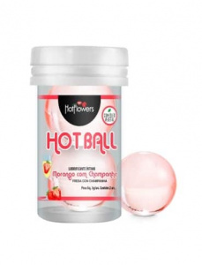 HotFlowers Лубрикант AROMATIC HOT BALL в виде двух шариков с ароматом клубники и шампанского 