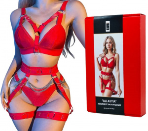 EroHot Perfect Комплект эротический "Allastia" из эластичных лент с цепочками красный EroHot Perfect Комплект эротический "Allastia" из эластичных лент с цепочками красный