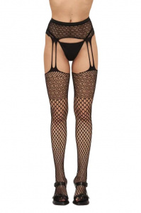 Чулки с поясом CHP-844 ажурная сетка черные Чулки с поясом CHP-844 ажурная сетка черные