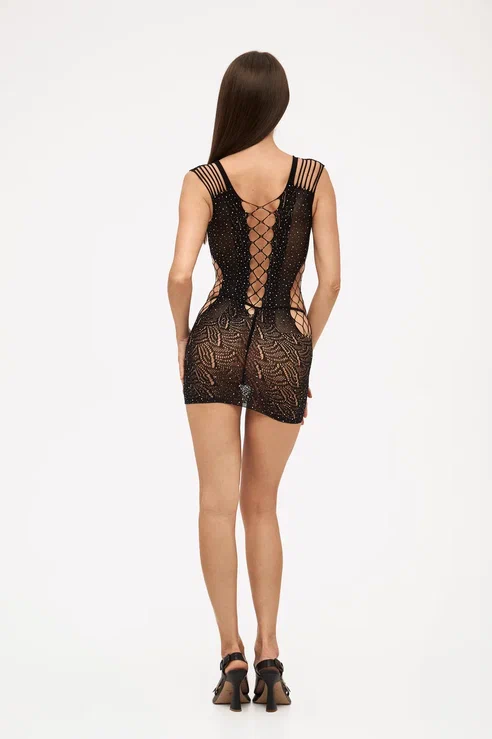 EroHot Crystal Платье сетка Jevel со стразами черное EroHot Crystal Платье сетка Jevel со стразами черное