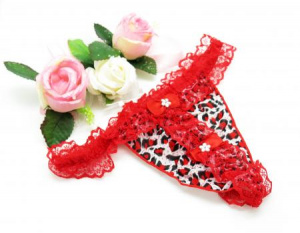 Трусики женские лео красные с черным