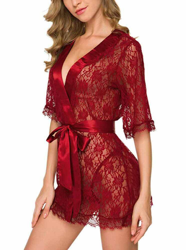 Пеньюар кружевной (халатик) "Daniela" бордовый 