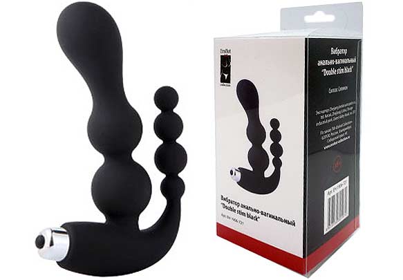 Вибратор анально-вагинальный силиконовый "Double stim black" черный
