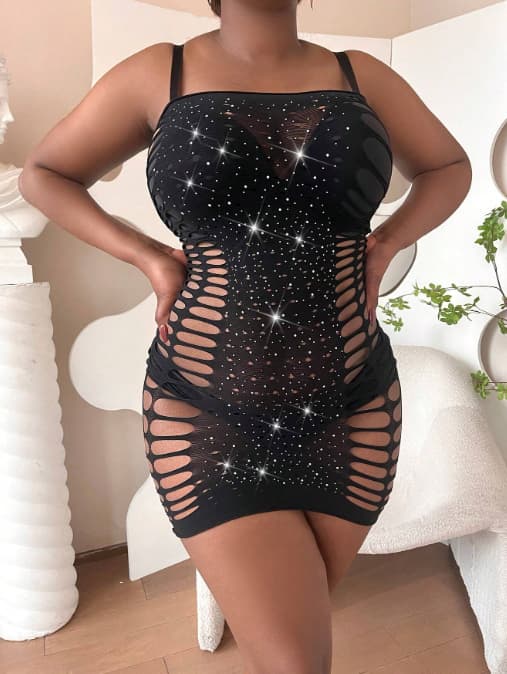 EroHot Eleganse Plus Платье сетка Shans со стразами EroHot Eleganse Plus Платье сетка Shans со стразами
