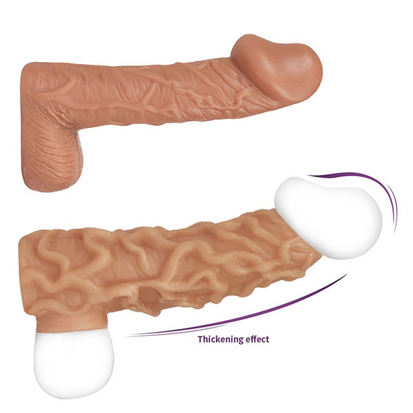 KOKOS  Насадка реалистик c выделенными венами, с подхватом мошонки, с открытой головкой, размер M