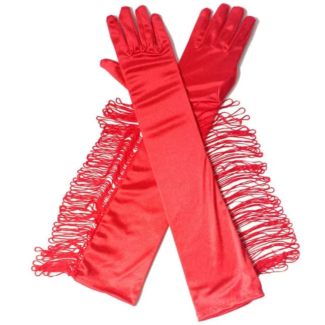 Перчатки с бахромой "Кабаре" красные
