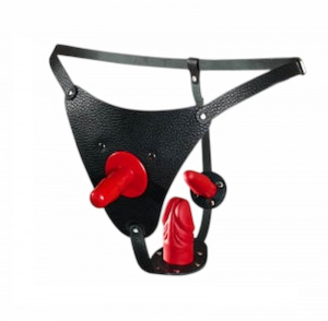 Трусики универсальные со штырьком для насадок (для Strap-on) черные