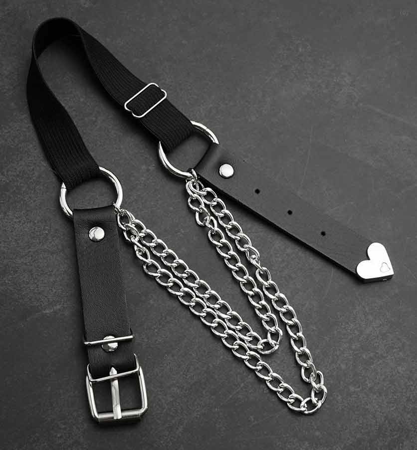 Подвязка кожаная на ногу "Anklet necklace" с цепью, регулируемая