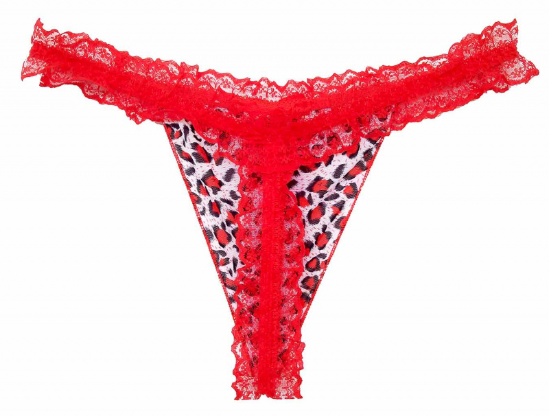 Трусики женские лео красные с черным