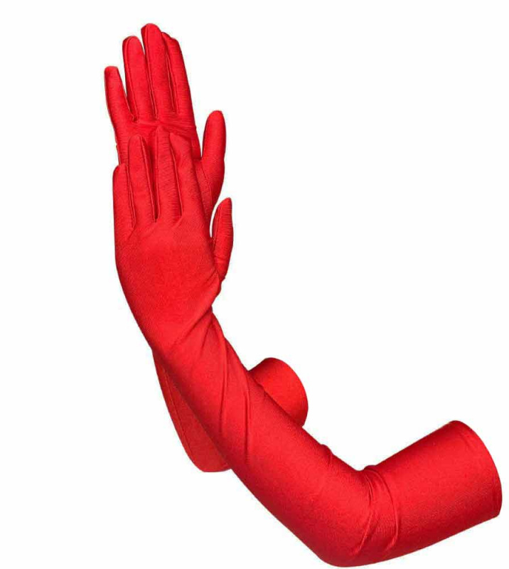 Перчатки атласные длинные, красные