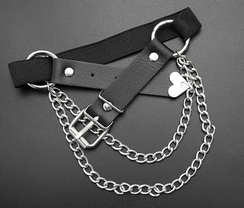 Подвязка кожаная на ногу "Anklet necklace" с цепью, регулируемая