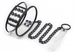 Ошейник "Infinity" прозрачный на клепках с поводком-цепочкой