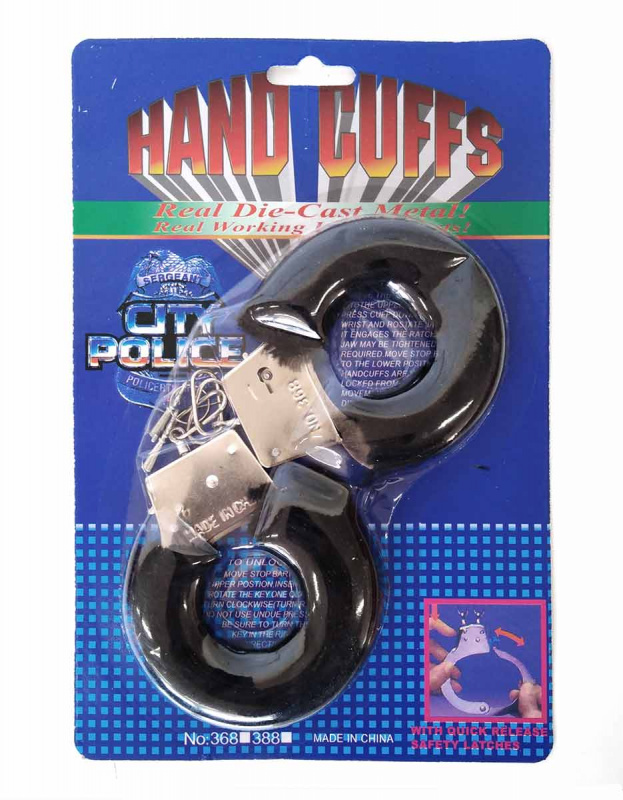 Наручники металлические с мехом на блистере, черные