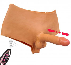 Фаллоимитатор реалистичный с вибрацией на силиконовых трусах с пультом ДУ