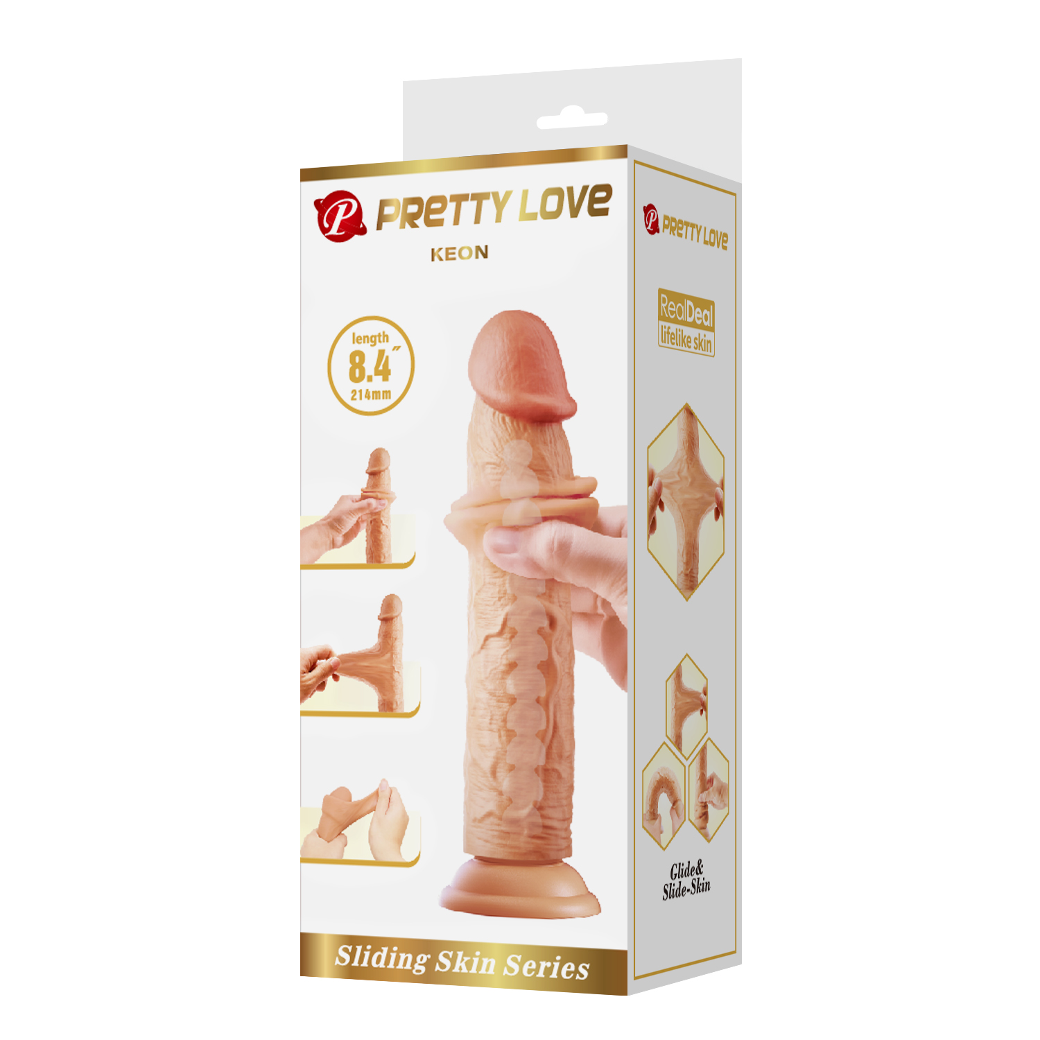 Фаллоимитатор реалистичный с подвижной кожей Pretty Love Keon без мошонки 18,5/21.4м