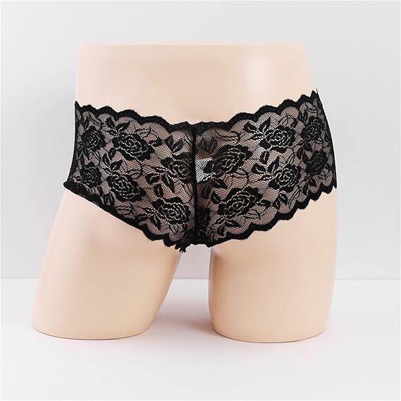 Трусы шорты мужские "Orihim" кружевные черные