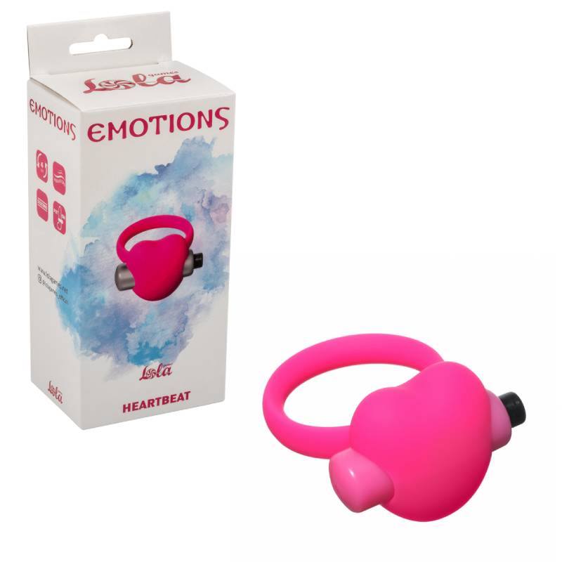 Кольцо эрекционное с вибрацией Emotions Heartbeat pink