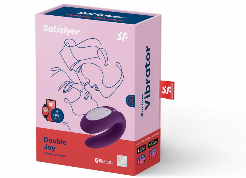 Вибромассажер  для пар Satisfyer "Double Joy" с приложением фиолетовый