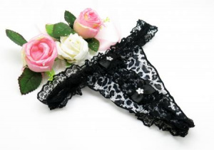 Трусики женские лео черные с белым