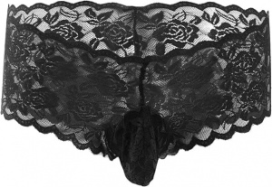 Трусы шорты мужские "Orihim" кружевные черные
