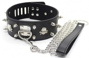 Ошейник с поводком-цепочкой и клепками "Prevent"